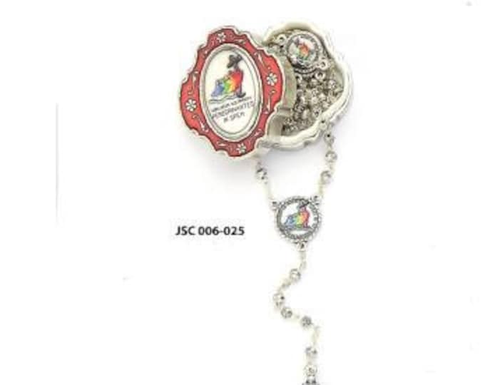 Jubilee Rosary Set 2025, with metal case, bead diameter 4 mm, handcrafted in Italy