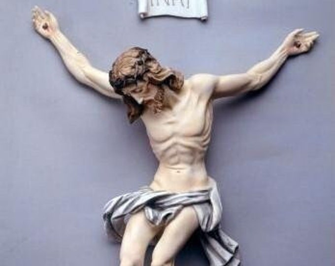 Body of the crucified Jesus cm 55 x 41 (21.65 x 16.14 inches) made of alabaster powder, hand decorated, made in Italy