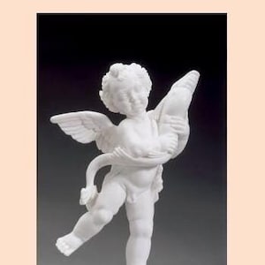 Scultura classica &quot; Putto con delfino del Verrocchio &quot;, cm 28 (11,02 inches) in polvere di alabastro, base marmo, artigianale, made in Italy