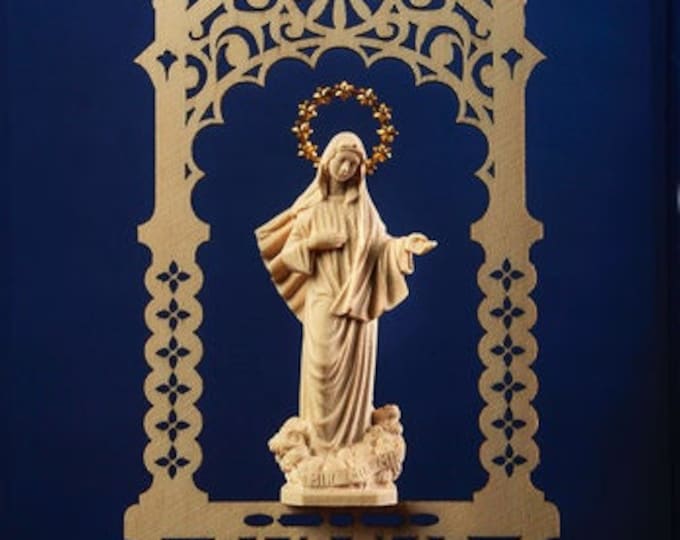 Statue of Our Lady of Medjugorje in the niche, carved in wood of Valgardena decorated by hand of Italian production