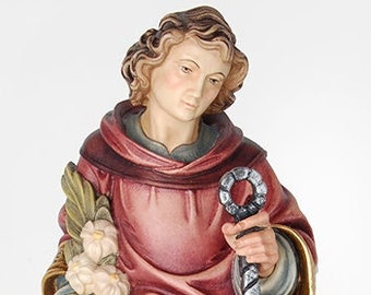 Statue of St. Vincent of Zaragoza carved in wood from Valgardena and hand-decorated with Italian handicraft production