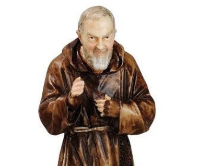 Statue of Saint Padre Pio of Pietrelcina cm 28 (11.02 inches) in marble resin hand decorated, Italian artisan production