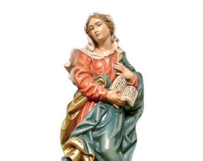 Statue of Santa Martina with lion carved in wood from Valgardena and decorated by hand of Italian artisan production