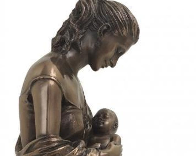 Classical sculpture of Motherly Love, 24 cm (9.44 inches) in bronzed resin marble, handcrafted in Italy