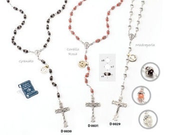Rosary in silver 925 and precious stones, grain diameter 8 mm, of Italian artisan production various stones available