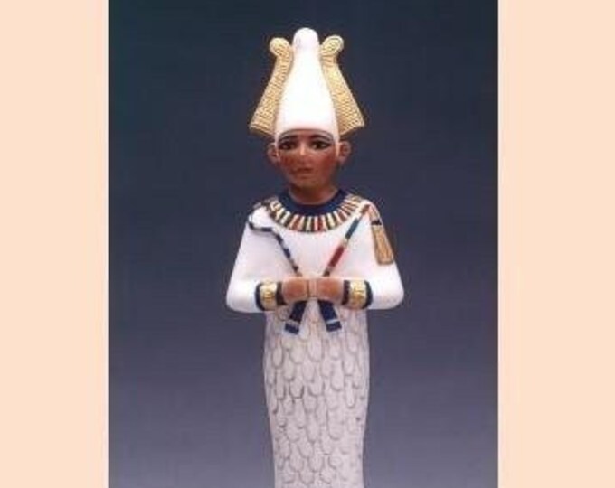 Classical Egyptian Art Sculpture "Osiris", cm 32 (12.59 inches) in hand-decorated alabaster powder, marble base, made in Italy