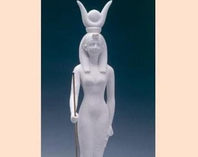 Classical Egyptian Art Sculpture "Isis", cm 36 (14.17 inches) in alabaster powder, marble base, handcrafted, made in Italy