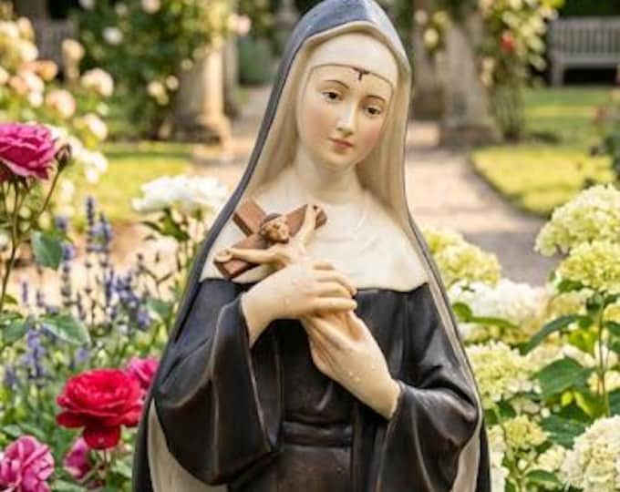 Statue of Saint Rita of Cascia 80 cm (31.50 inches) in hand-decorated fiberglass, Italian artisan production