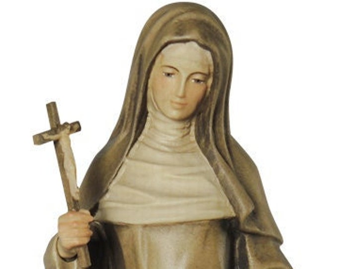 Statue of Santa Rita da Cascia cm 20 (7,87 inches) carved in valgardena wood and hand-decorated with Italian artisan production