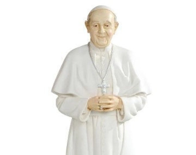 Statue of Pope Francis, Jorge Mario Bergoglio, cm 30 (11.81 inches) in marble resin hand decorated, Italian artisan production