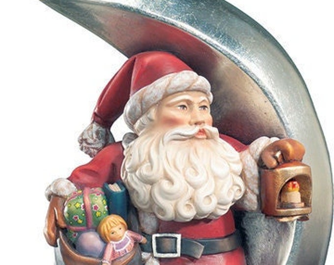 Sculpture of Santa Claus carved in wood from Valgardena and decorated by hand of Italian artisan production