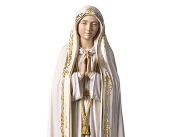 Statue of Our Lady of Fatima carved in Valgardena wood and hand decorated, Italian artisan production, various sizes