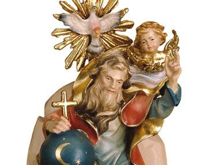 Sculpture of the Holy Trinity carved in Val Gardena wood and decorated by hand of Italian artisan production