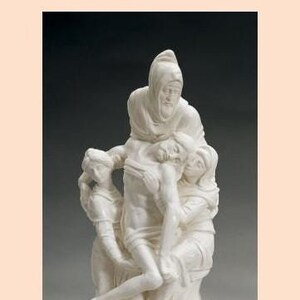 Scultura classica &quot; Pietà del Rondanini &quot;, cm 30 (11,81 inches) in polvere di alabastro, base in marmo, artigianale, made in Italy
