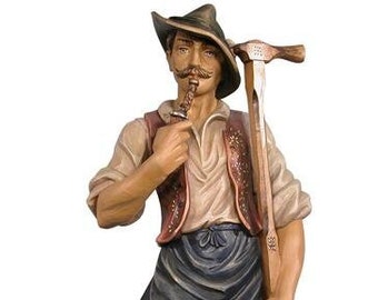 Sculpture of the Farmer carved in wood from Valgardena and decorated by hand of Italian artisan production
