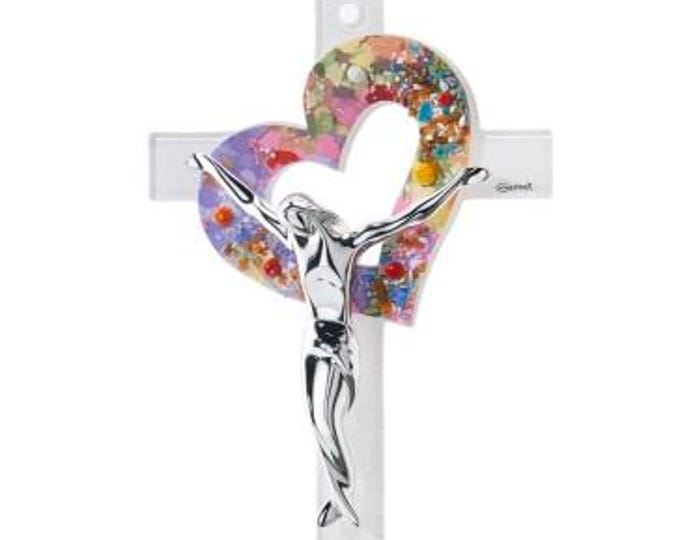 Crucifix made of Murano glass, handcrafted in Italy, various sizes available