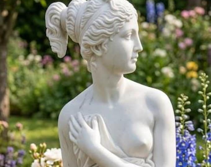 Classical sculpture "Venus Italica" by Canova, in alabaster powder, marble base 65 cm (26 inches) Italian artisan production.