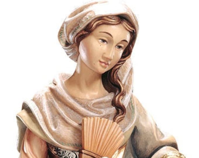 Statue of Santa Marta carved in Val Gardena wood and hand decorated of Italian artisan production