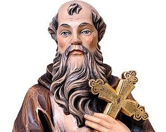 Statue of St. Frá Corrado da Parzham carved in Valgardena wood and decorated by hand of Italian handicraft production