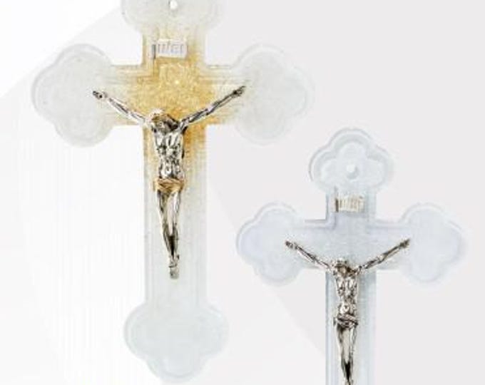 Crucifix made entirely of Murano glass, handcrafted in Italy, various colours and sizes available