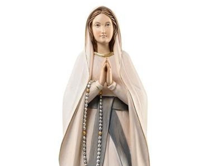 Statue of Our Lady of Lourdes carved in wood from Valgardena and decorated by hand of Italian artisan production