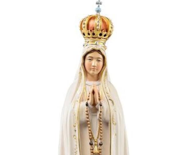 Statue of Our Lady of Fatima carved in Val Gardena wood and hand decorated, Italian artisan production, various sizes