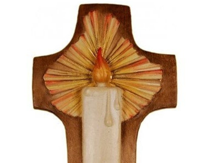 Crucifix of Light, carved in hand-decorated Valgardena wood, various sizes, of Italian artisan production