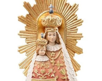 Statue of the Madonna of Mariazell, carved in Valgardena wood and hand-decorated, of Italian artisan production