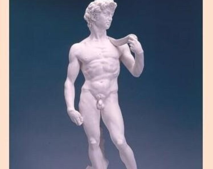 Classic sculpture "David by Michelangelo", cm 70 (27.55 inches) in alabaster powder, marble base, handcrafted, made in Italy