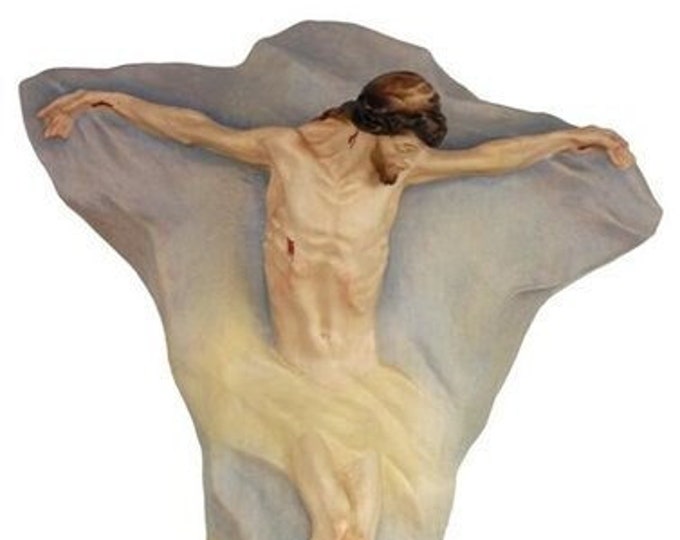 Christ of Peace Crucifix, carved in wood from Valgardena and decorated by hand, various sizes, of Italian craftsmanship