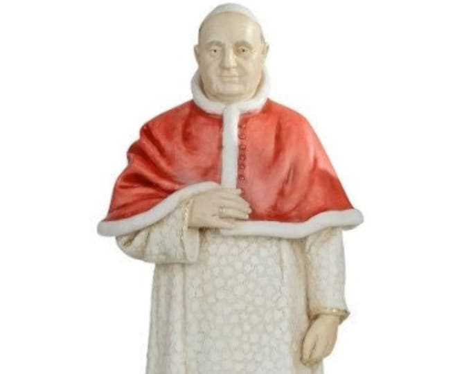 Statue of Saint Pope John XXIII, Angelo Roncalli, cm 30 (11.81 inches) in marble resin hand decorated, Italian artisan production