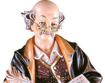 Sculpture of the Philosopher carved in wood from Valgardena and decorated by hand of Italian artisan production