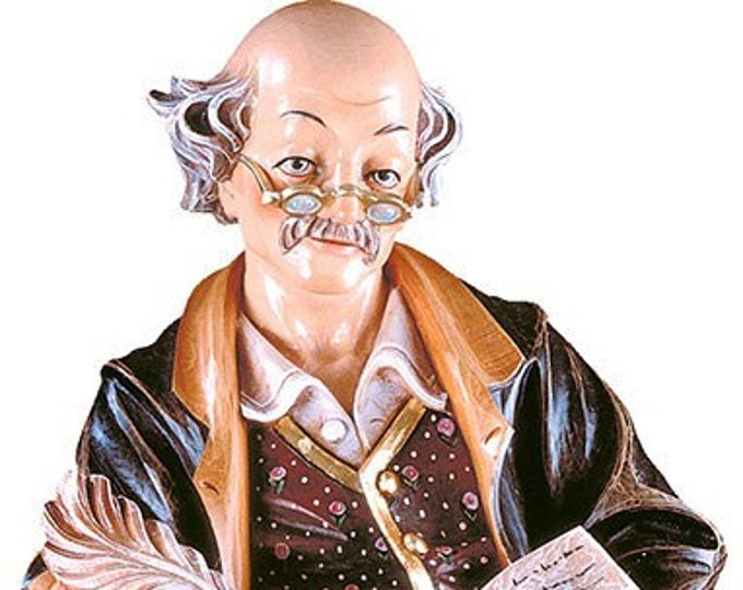 Sculpture of the Philosopher carved in wood from Valgardena and decorated by hand of Italian artisan production