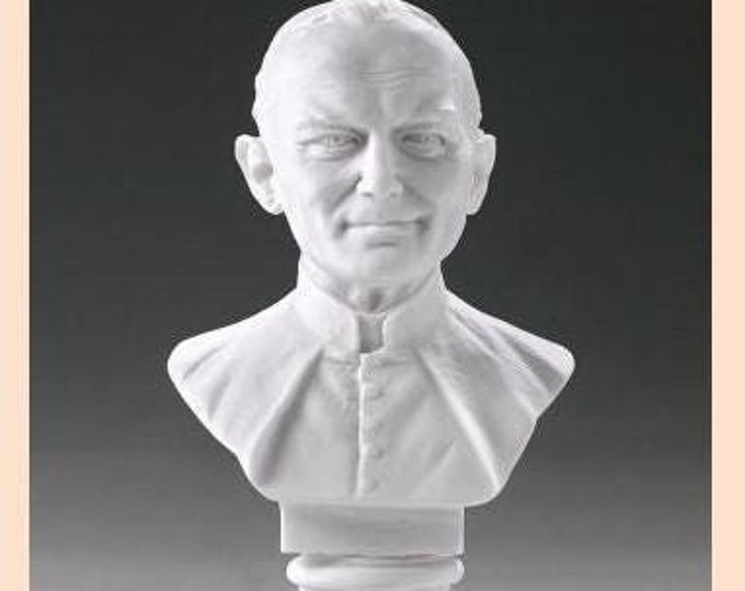 Bust statue of Pope John Paul II cm 15 (5.90 inches) in alabaster powder, handcrafted, made in Italy