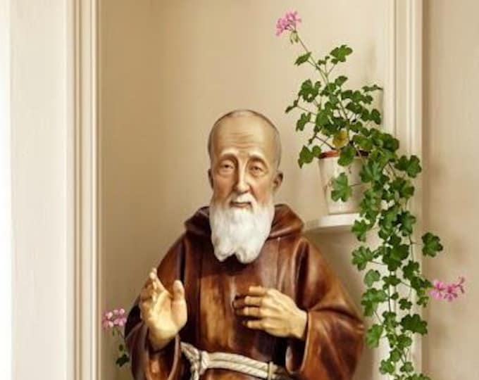 Statue of Saint Leopold Mandic 60 cm (23.62 inches) in marble resin hand decorated, Italian artisan production