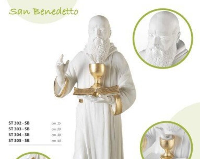 Statue of St. Benedict of Norcia, in hand-decorated resin, various sizes, Italian craftsmanship