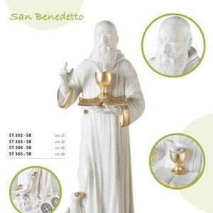 Statue of St. Benedict of Norcia, in hand-decorated resin, various sizes, Italian craftsmanship