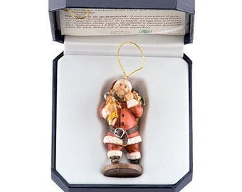 Sculpture of Santa Claus with case carved in Val Gardena wood and decorated by hand of Italian artisan production