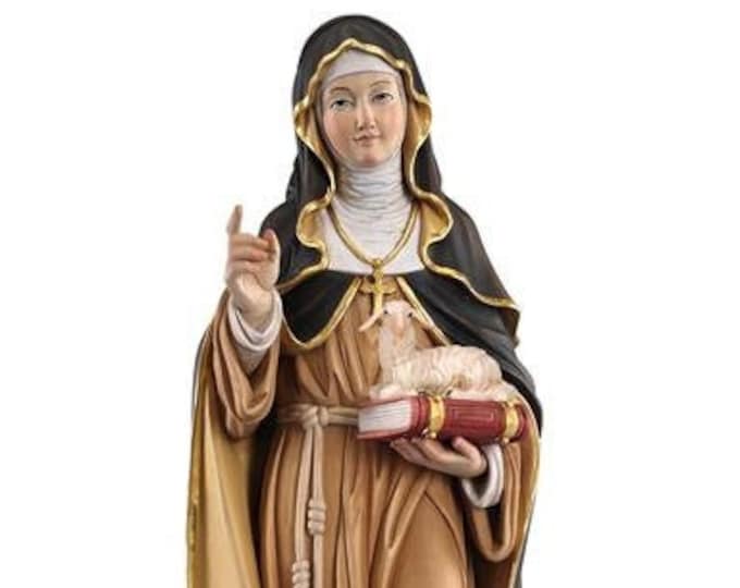 Statue of Sant'Agnese carved in wood from Val Gardena and decorated by hand of Italian artisan production