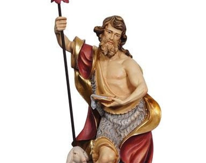 Statue of St. John the Baptist carved in Val Gardena wood and decorated by hand of Italian artisan production