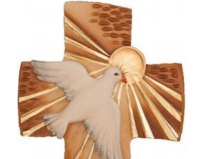 Cross of Peace crucifix, carved in Valgardena wood and decorated by hand, various sizes, of Italian artisan production