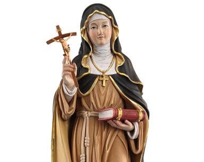 Statue of Santa Monica carved in wood from Valgardena and decorated by hand of Italian artisan production