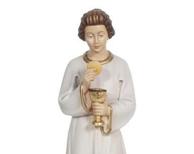 Statue of the Angel of Portugal Fatima carved in wood from Valgardena and decorated by hand of Italian artisan production