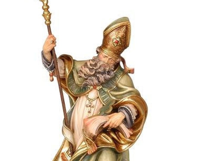 Statue of St. Patrick carved in Val Gardena wood and hand decorated of Italian artisan production