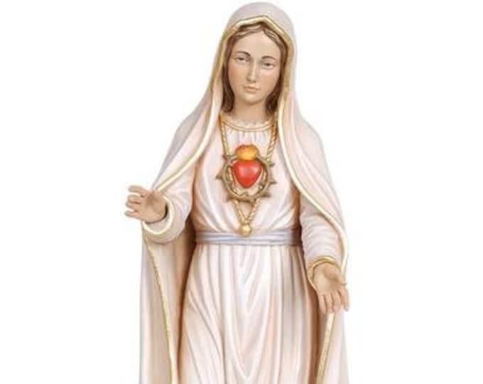 Statue of Our Lady of Fatima Fifth Apparition carved in Valgardena wood hand decorated Italian artisan production