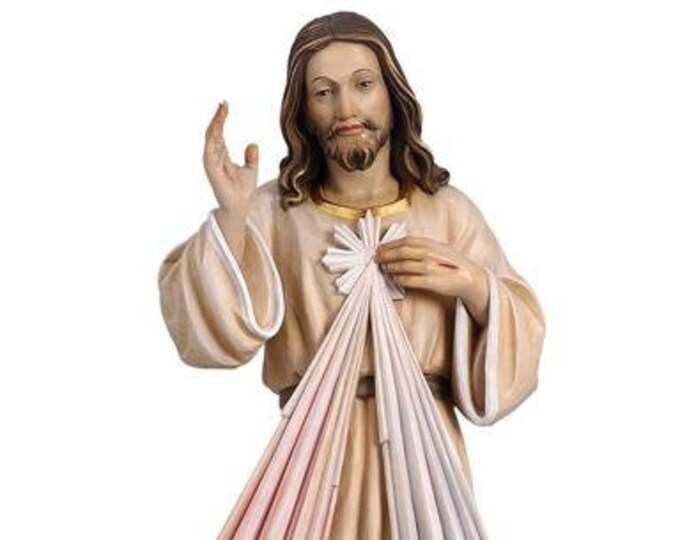 Statue of Merciful Jesus, carved in wood from Valgardena and hand-decorated of Italian craftsmanship