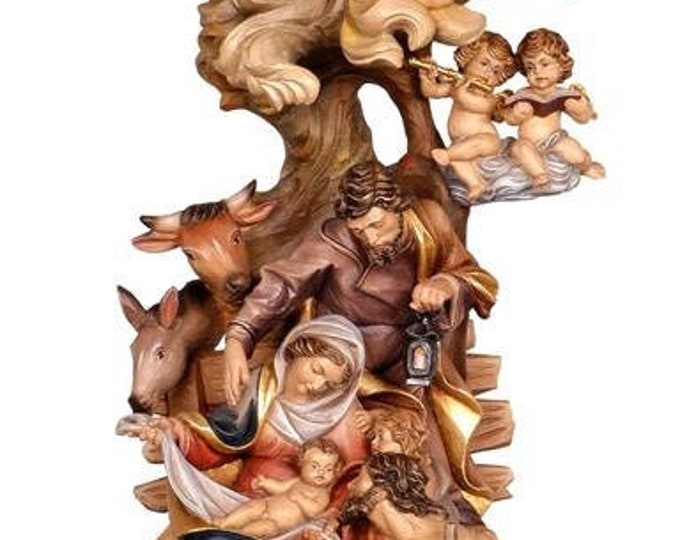 Nativity scene "Raffaello" carved in wood from Valgardena and decorated by hand, various sizes, Italian craftsmanship