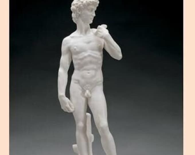 Classic sculpture "David by Michelangelo", cm 72 (28.34 inches) in alabaster powder, marble base, handcrafted, made in Italy