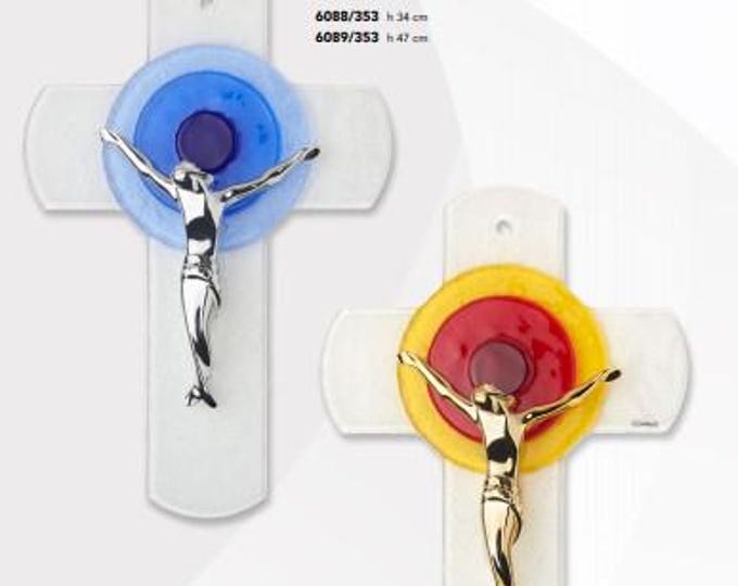 Crucifix made of Murano glass, handcrafted in Italy, various sizes available