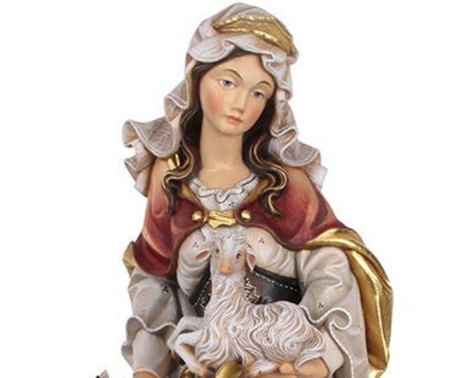 Statue of St. Agnes carved in wood from Valgardena and decorated by hand of Italian artisan production